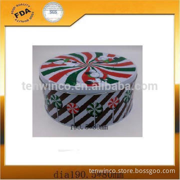 Wholesale ,Custamized Fancy Gift Tin pacgag, Chirstmas Round Cookie Tin Box